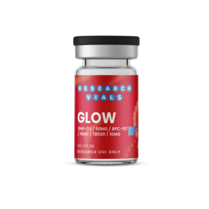 Glow Blend research vial -- GHK-Cu 50 mg / BPC-157 10 mg / TB500 10 mg skin and recovery peptide stack.