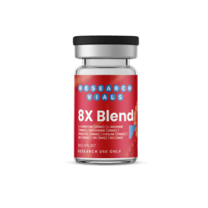 8X Blend research vial -- L-Carnitine / L-Arginine / Methionine / Inositol / B6 / Choline / B5 / B12 lipotropic research stack.